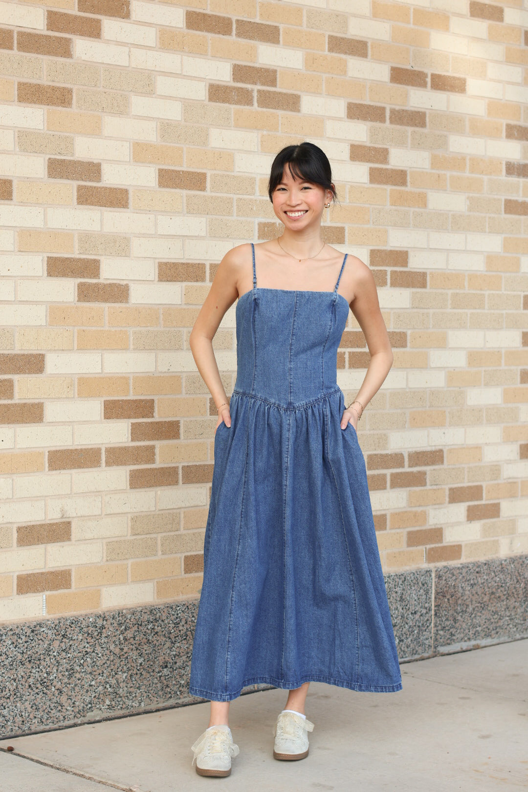 Denim Detachable Strap Dress