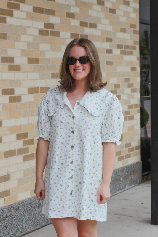 White Floral Collar Dress