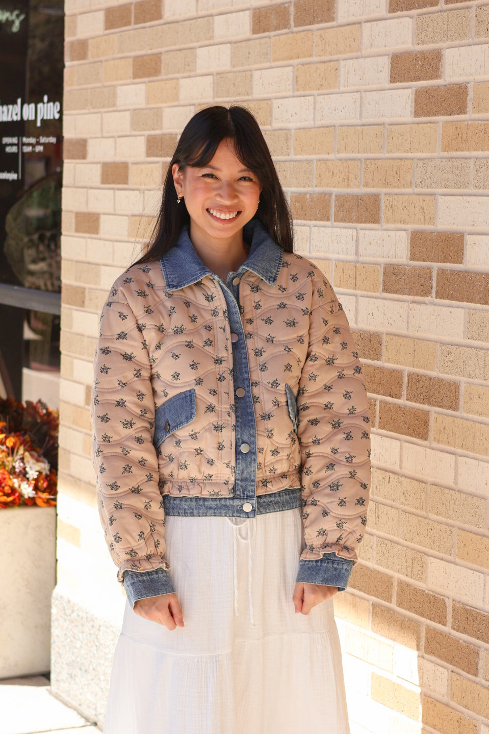 Denim Two Tone Floral Jacket