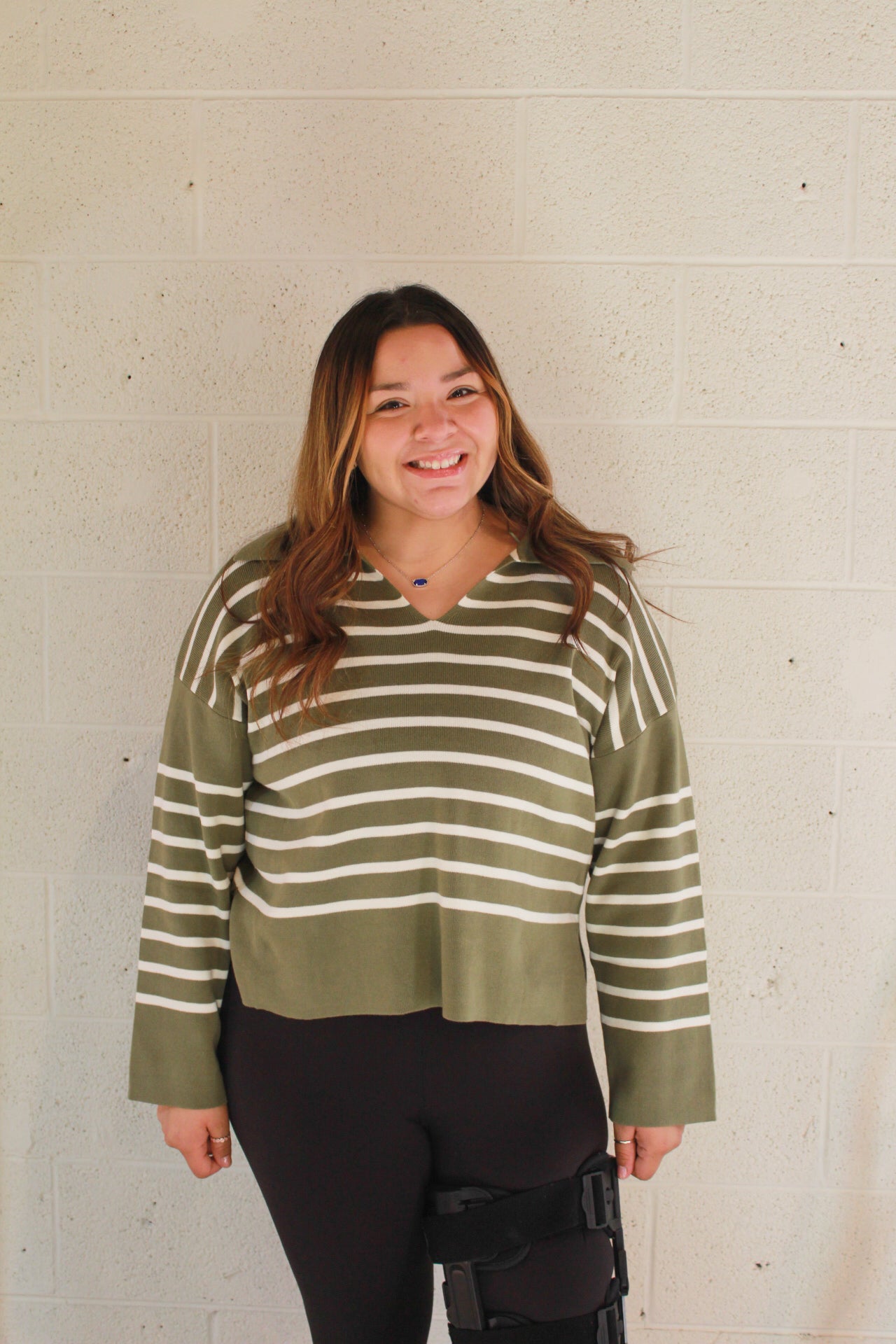 Olive Striped Top