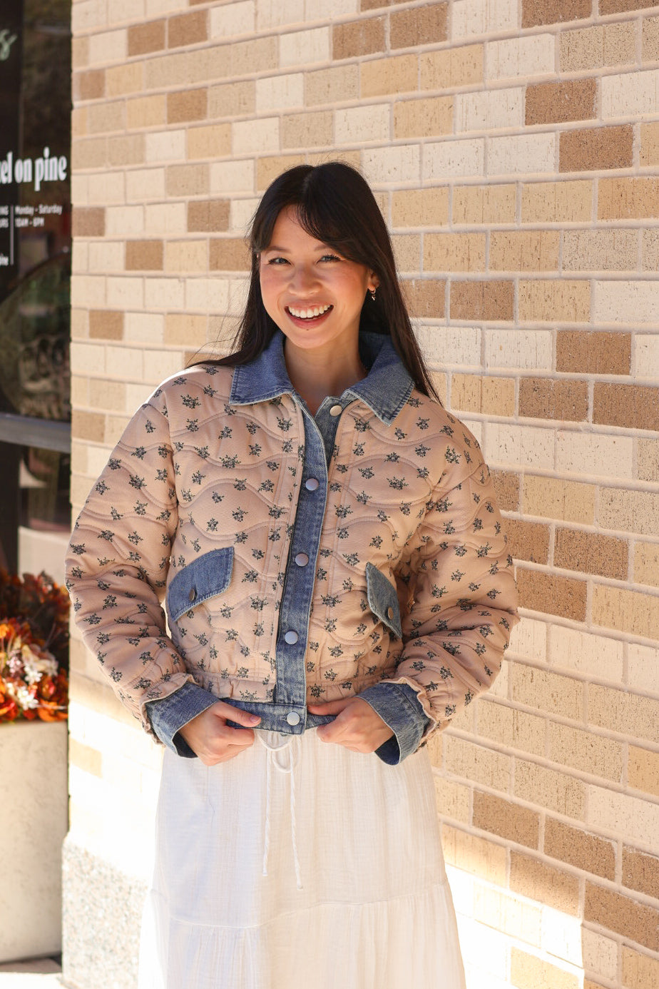 Denim Two Tone Floral Jacket