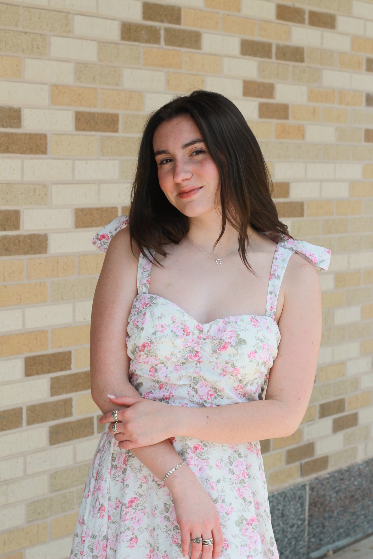 Pink Floral Ruched Dress