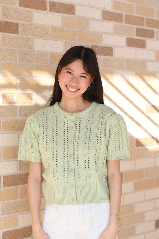 Light Green Cable Knit Top