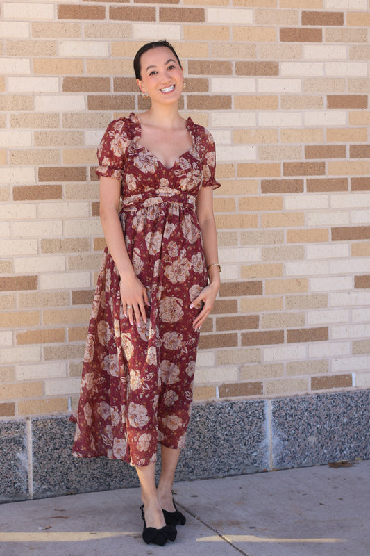 Burgundy Floral Dress
