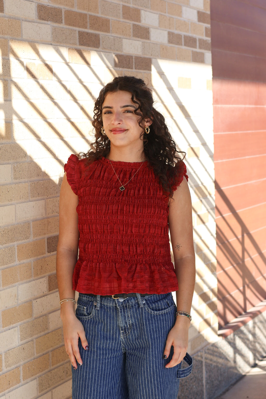 Red Smocked Top