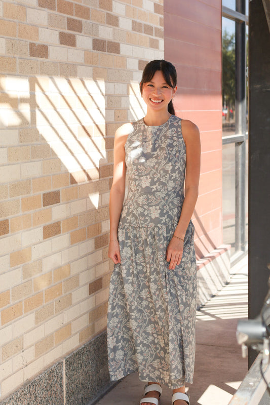 Dusty Sage Drop Waist Dress