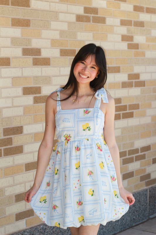 Lemon Floral Bubble Dress