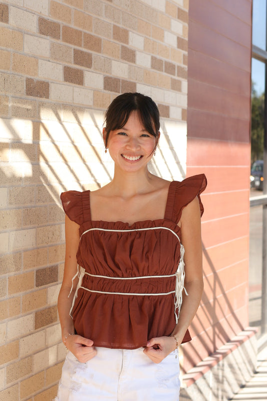 Brown Ruched Tank Top