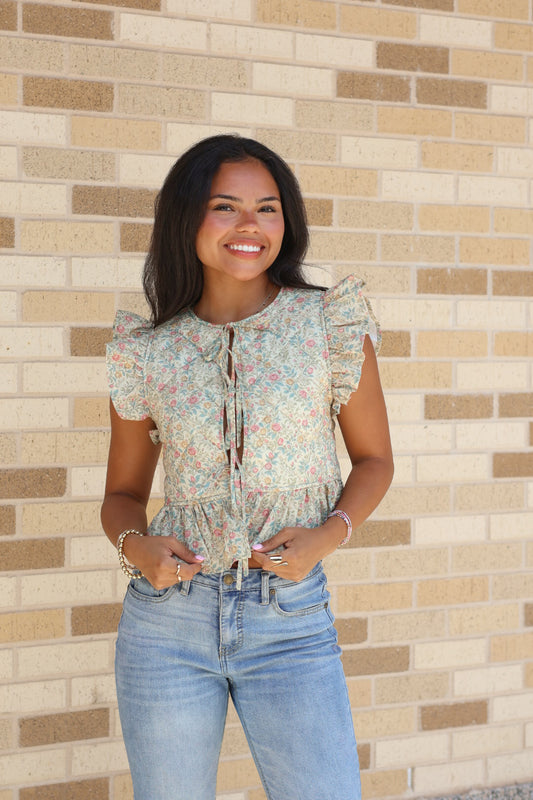 Floral Quilted Tie Vest