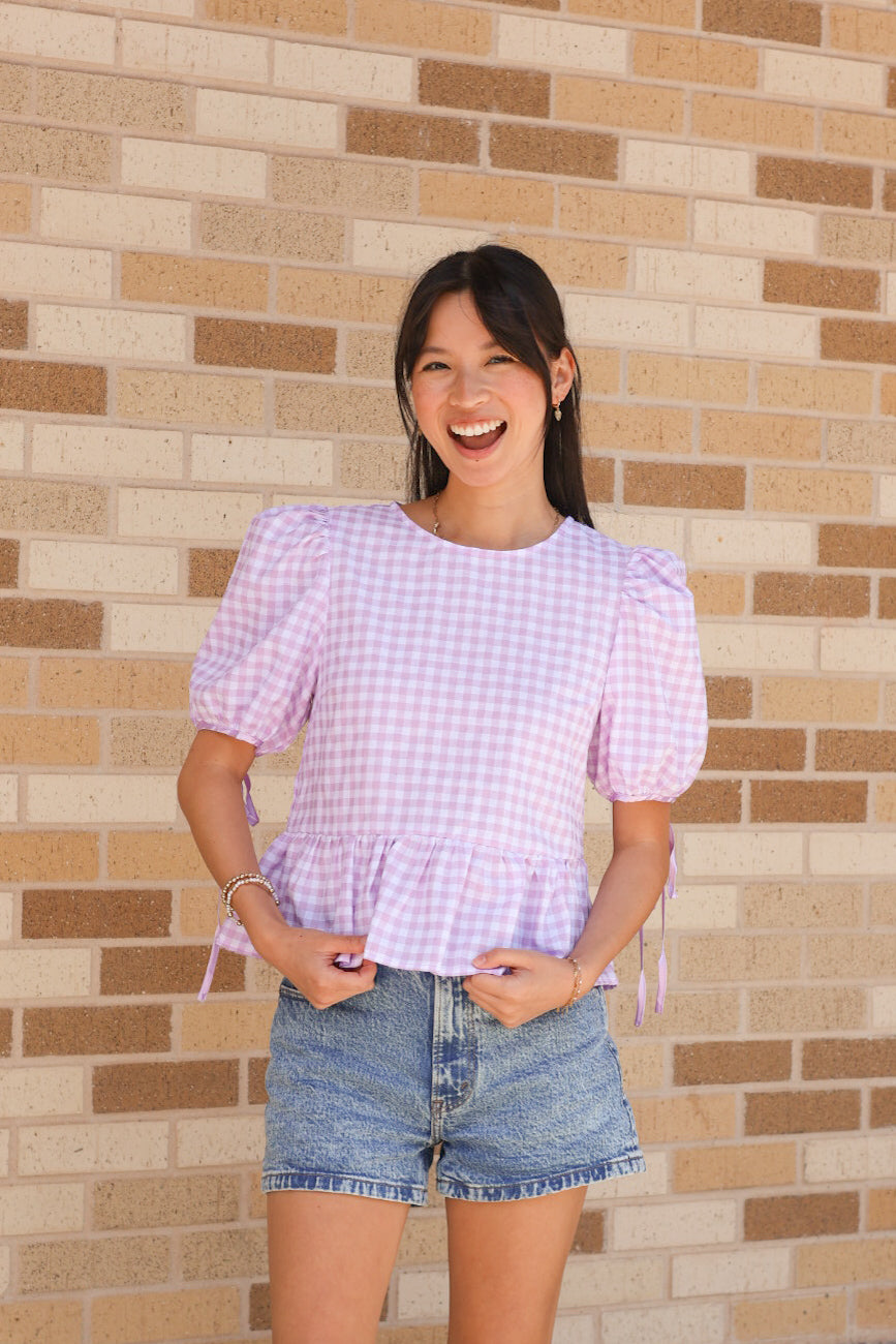 Lavender Plaid Blouse