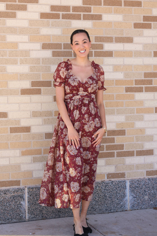 Burgundy Floral Dress