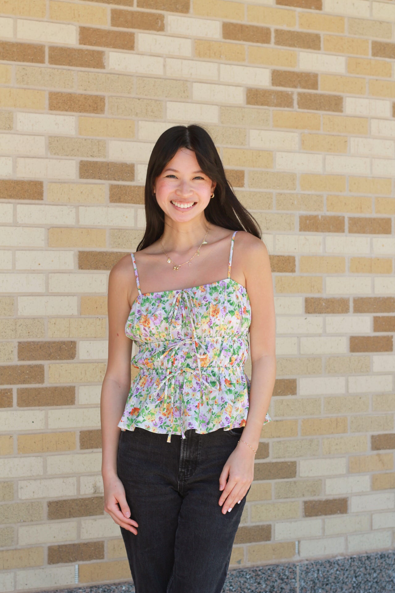 Floral Front Tie Top