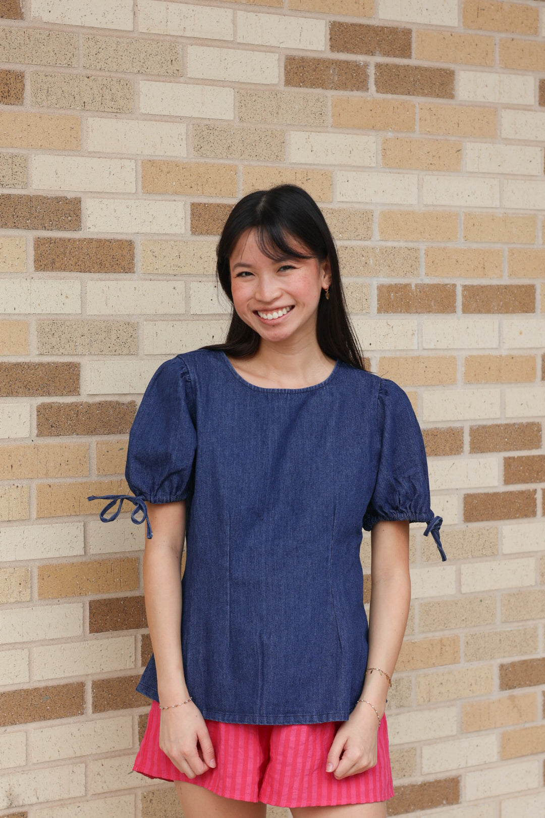 Denim Peplum Top