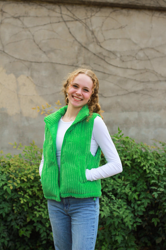 Green Corduroy Puffer Vest