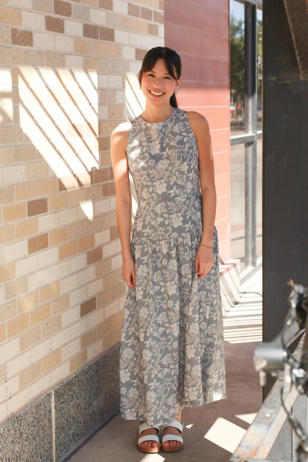 Dusty Sage Drop Waist Dress