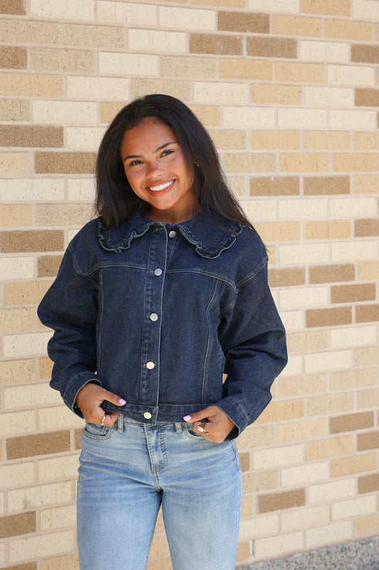 Denim Peter Pan Collar Jacket