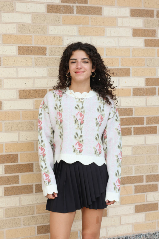 Rose Scallop Sweater
