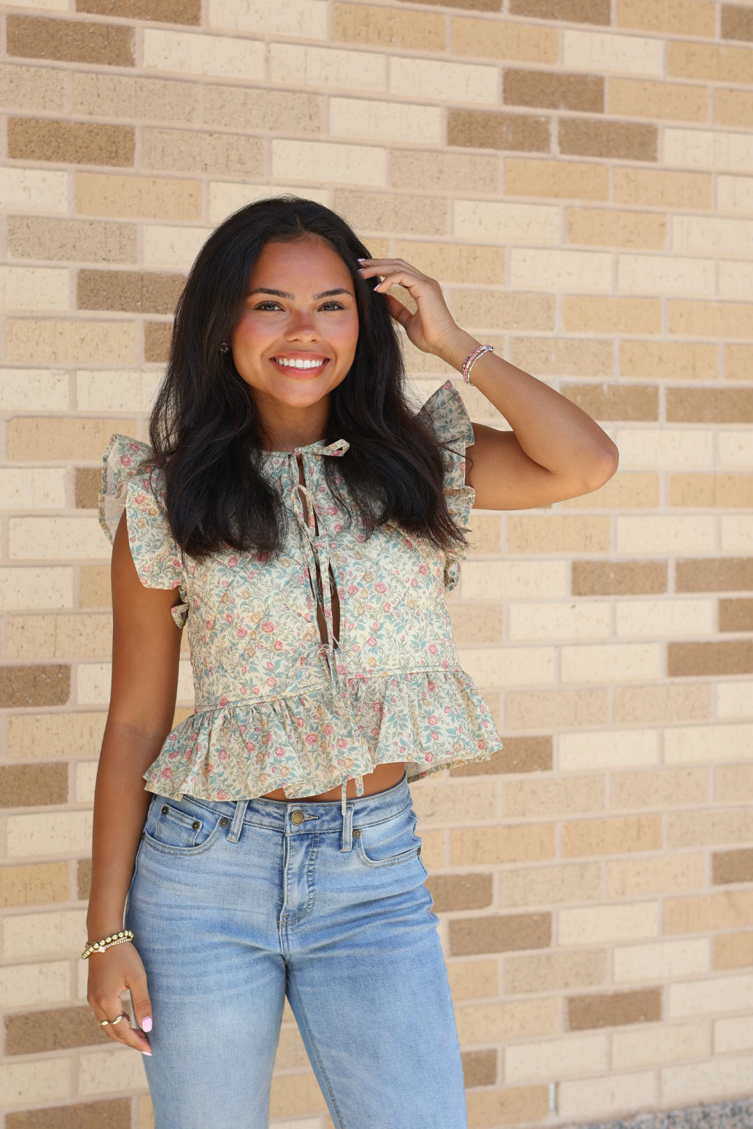 Floral Quilted Tie Vest