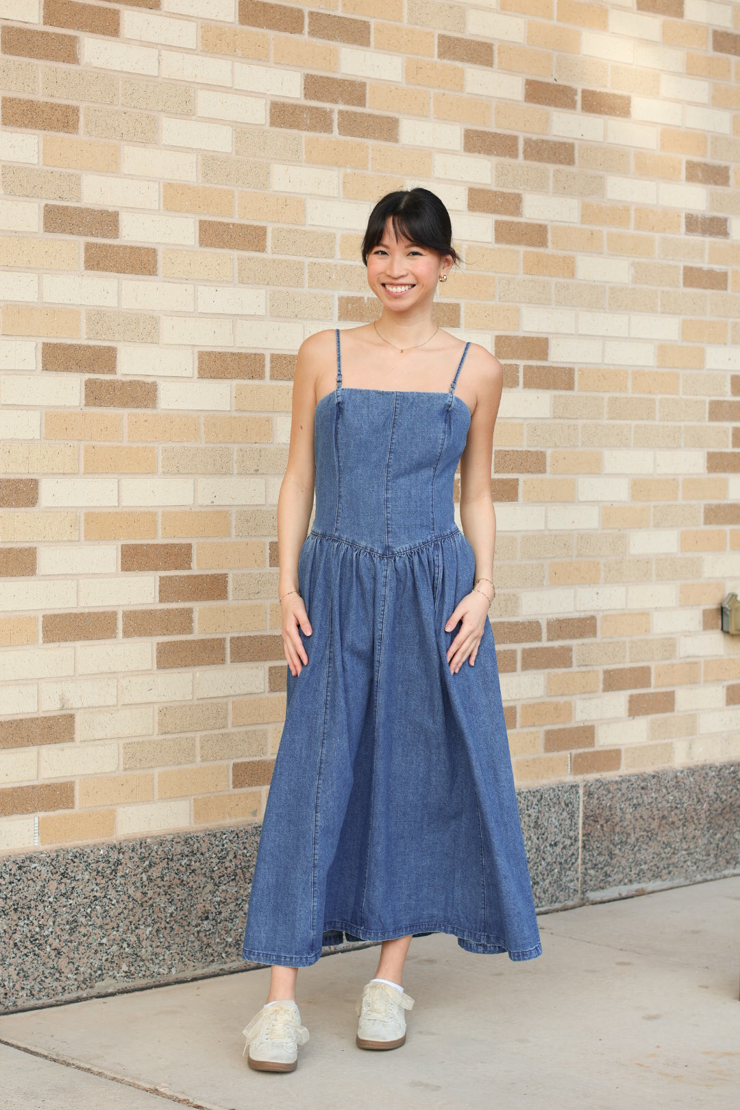 Denim Detachable Strap Dress