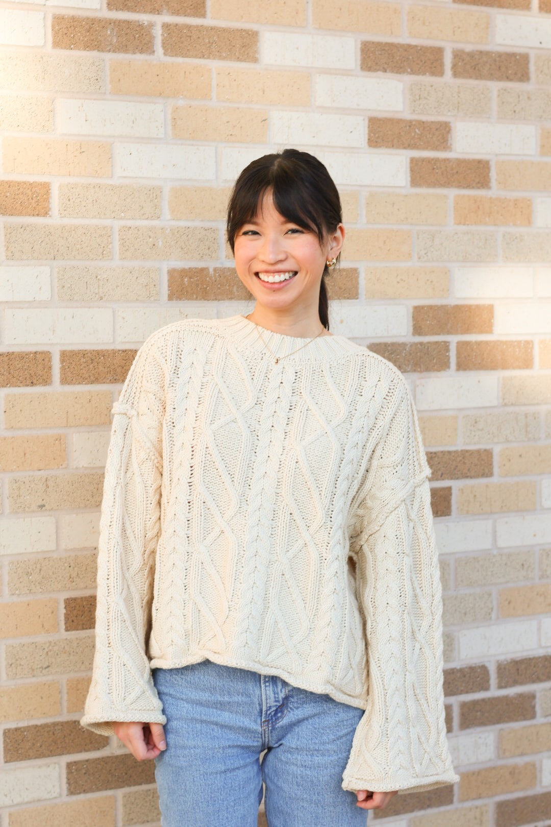 Cream Cable Knit Sweater