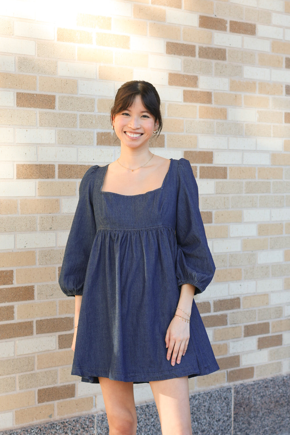 Denim Square Neck Dress