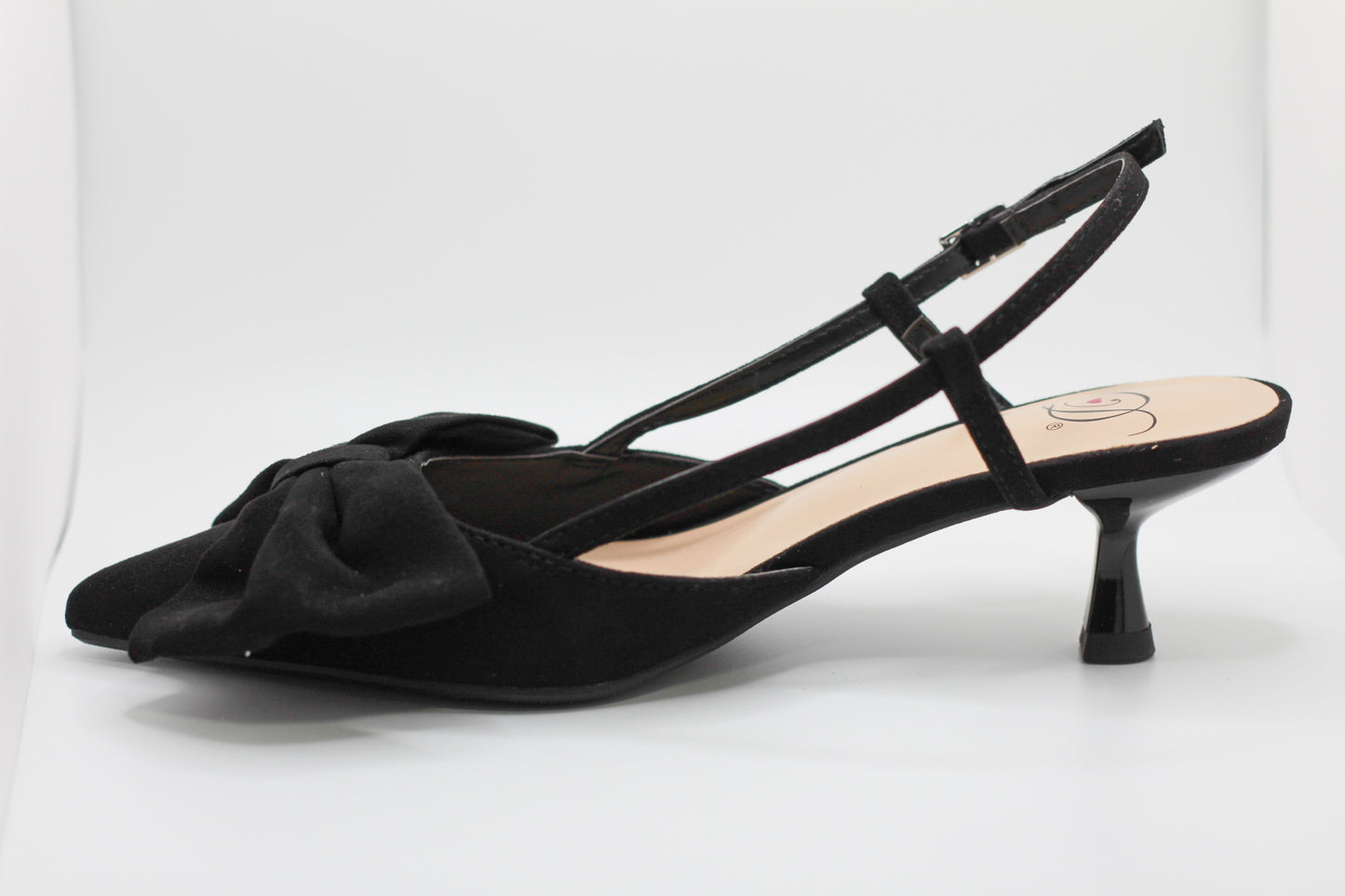 Black Bow Kitten Heel