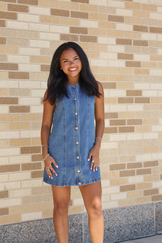 Denim Button Dress