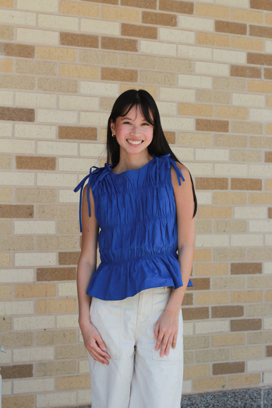 Blue Ruched Top