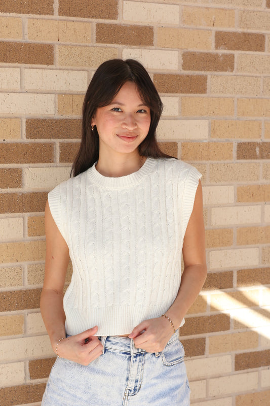 Cream Cable Knit Top