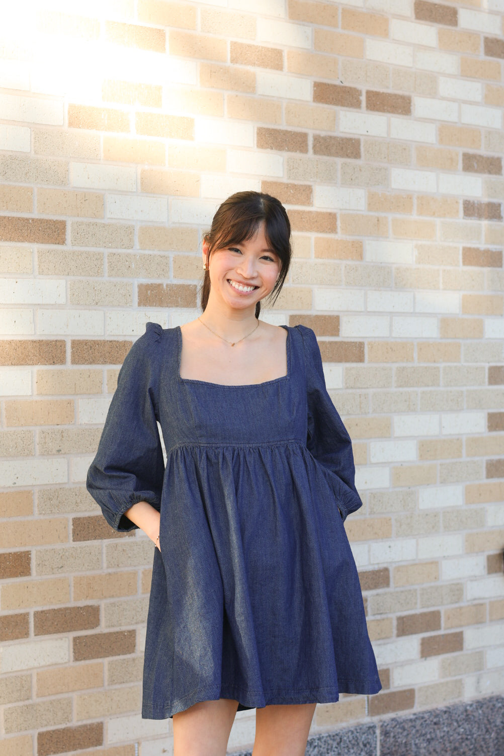 Denim Square Neck Dress