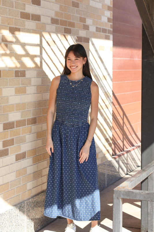 Denim Polka Dot Dress