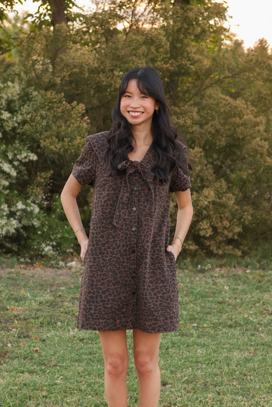 Leopard Sailor Collar Dress