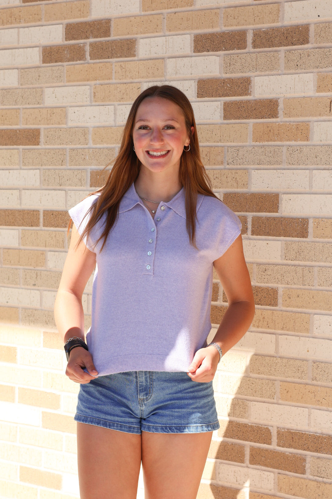 Lavender Collar Sweater Top
