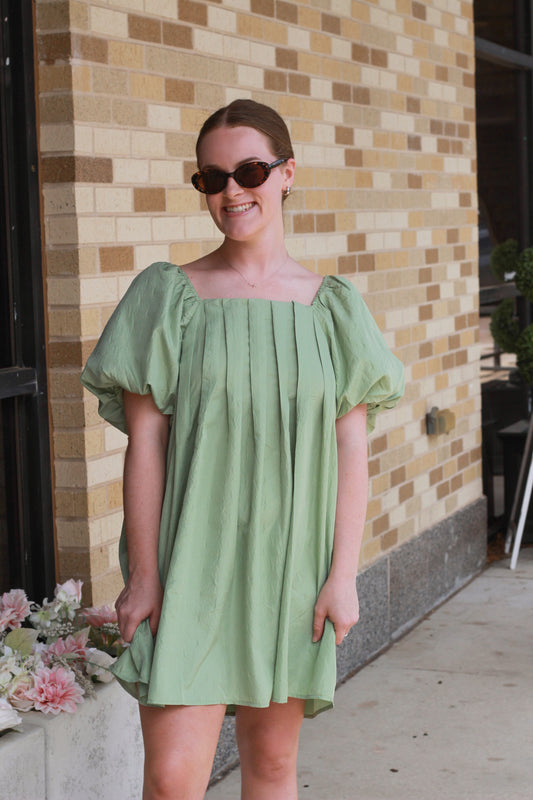 Sage Pleated Dress
