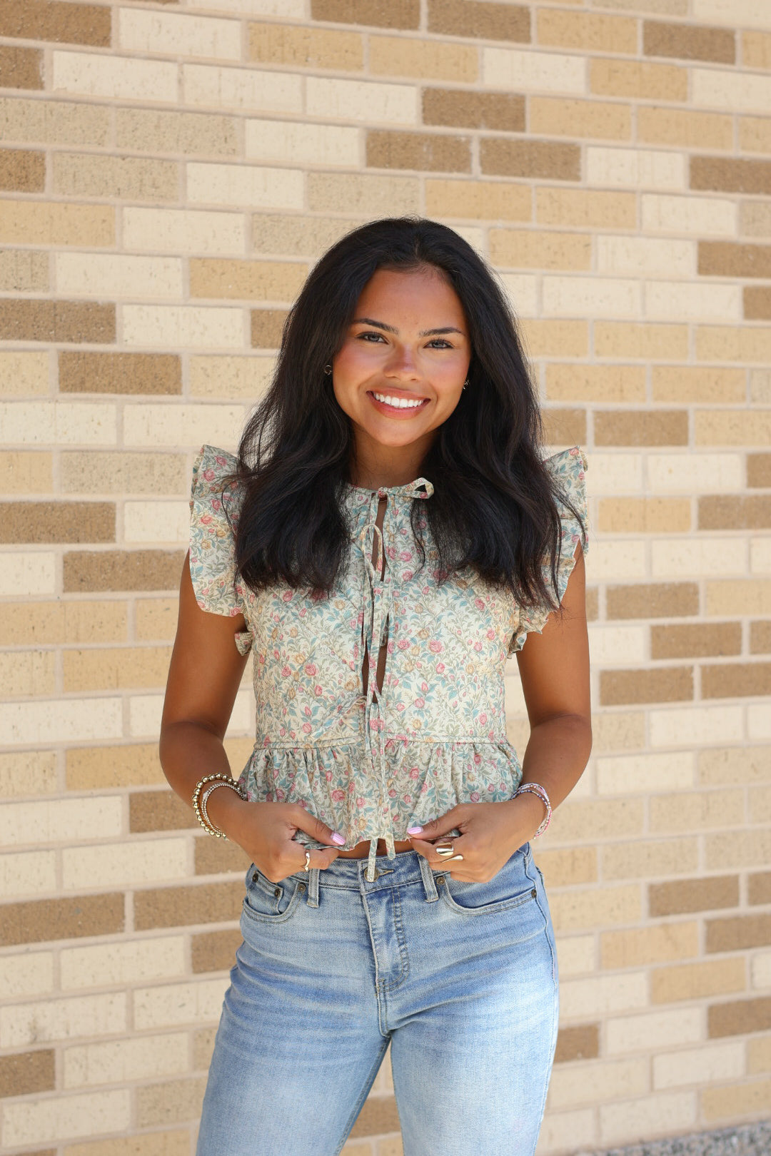 Floral Quilted Tie Vest