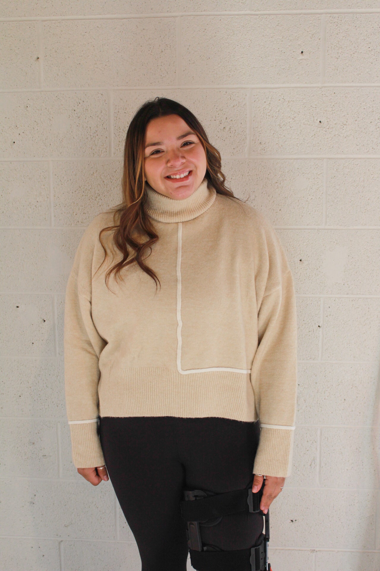 Beige Turtleneck Sweater