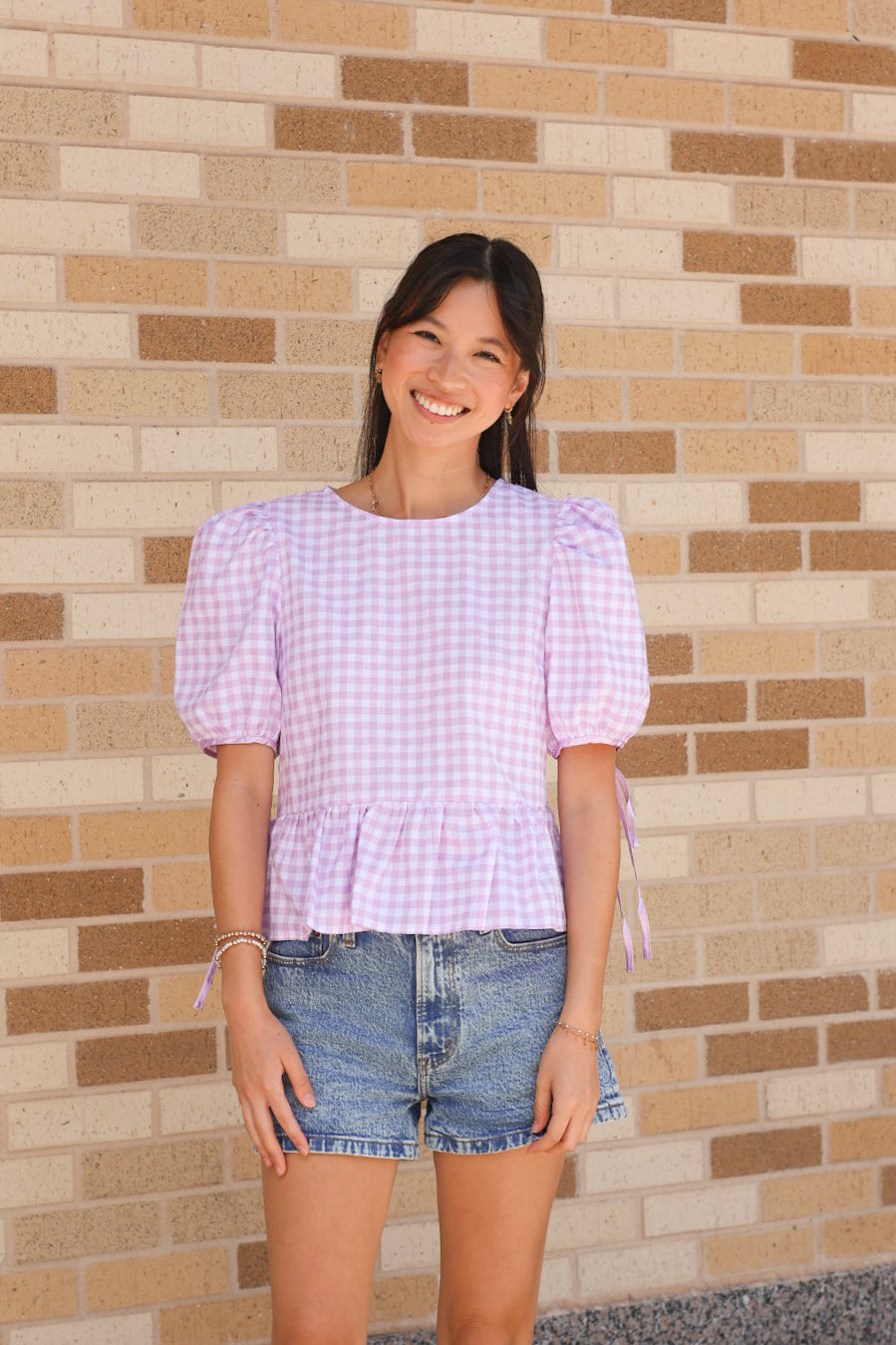 Lavender Plaid Blouse
