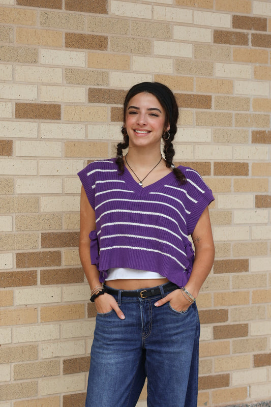Purple Striped Sweater Vest