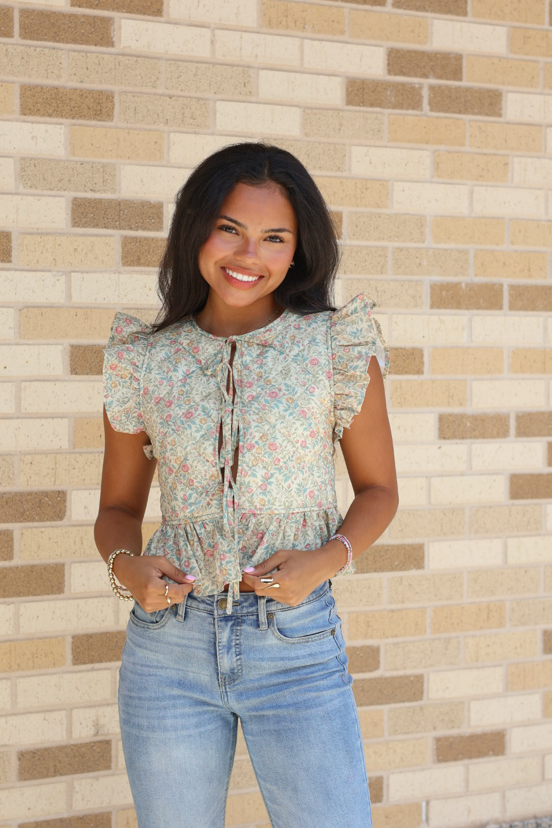 Floral Quilted Tie Vest