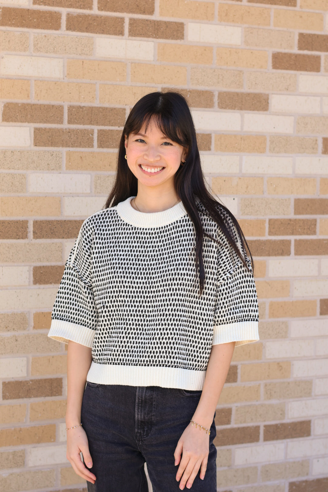 Oatmeal Contrast Sweater Top