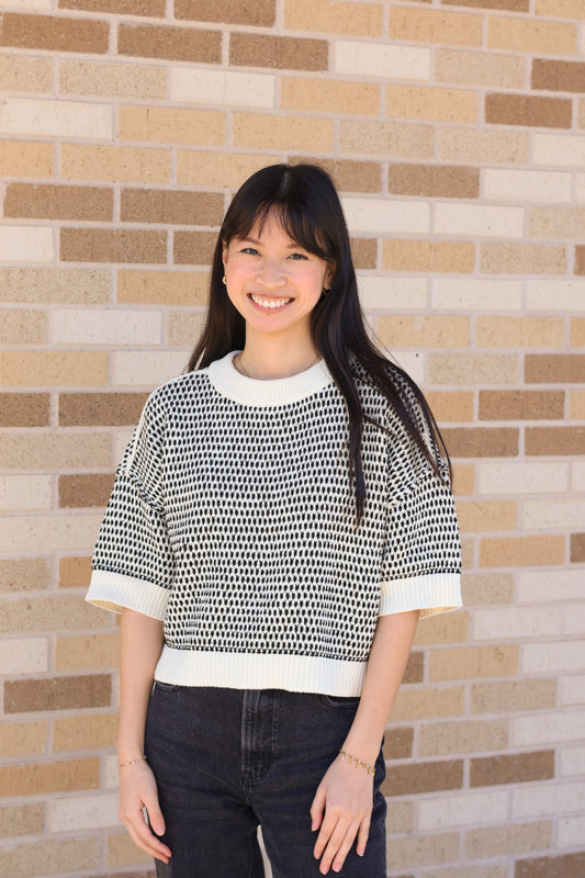 Oatmeal Contrast Sweater Top