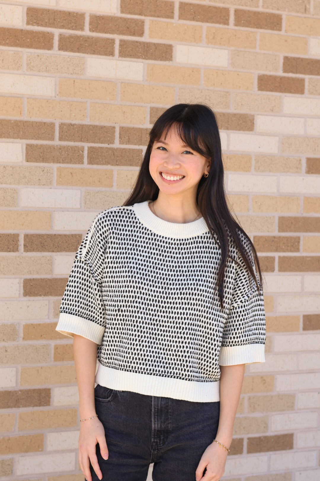 Oatmeal Contrast Sweater Top