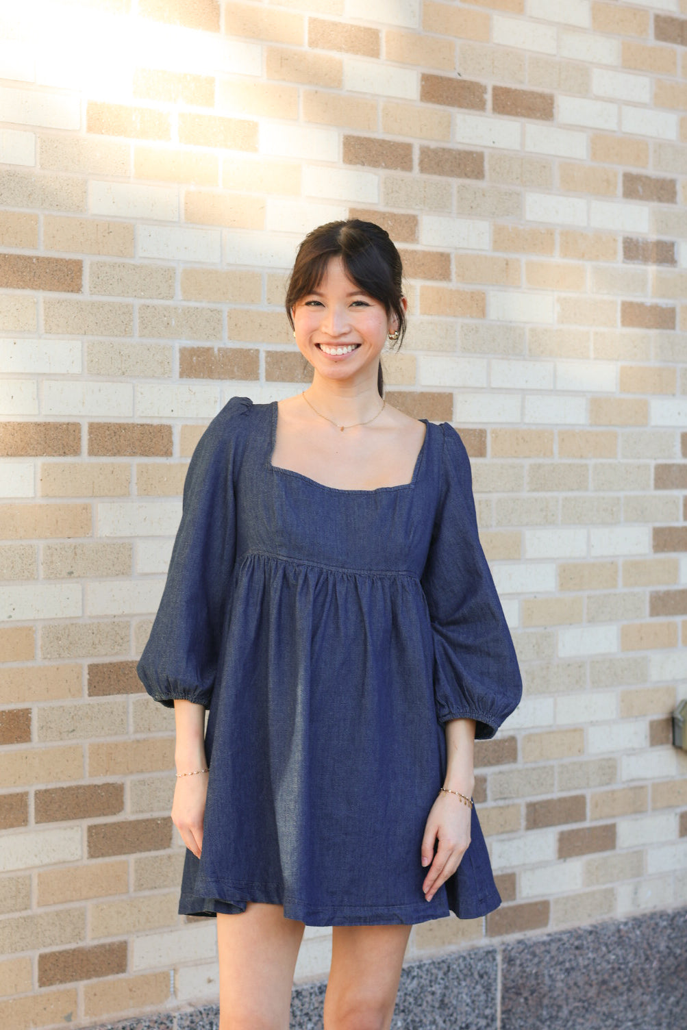 Denim Square Neck Dress