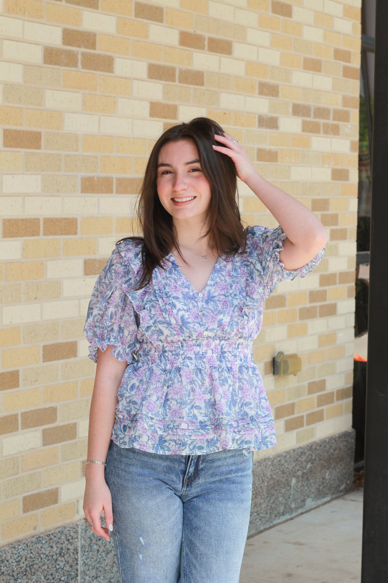 Lilac V-Neck Floral Top