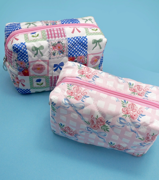Bow Floral Quilted Pouch